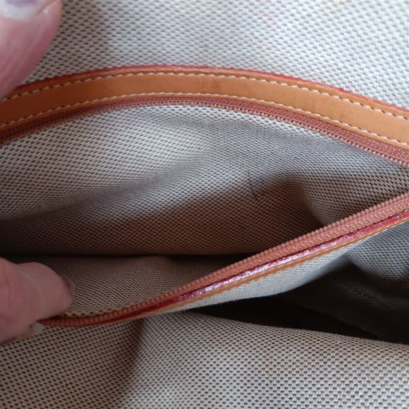 Vtg Dooney & Bourke Satchel Domed Shoulder Strap Leather & Canvas Monogram 80s - Picture 11 of 11